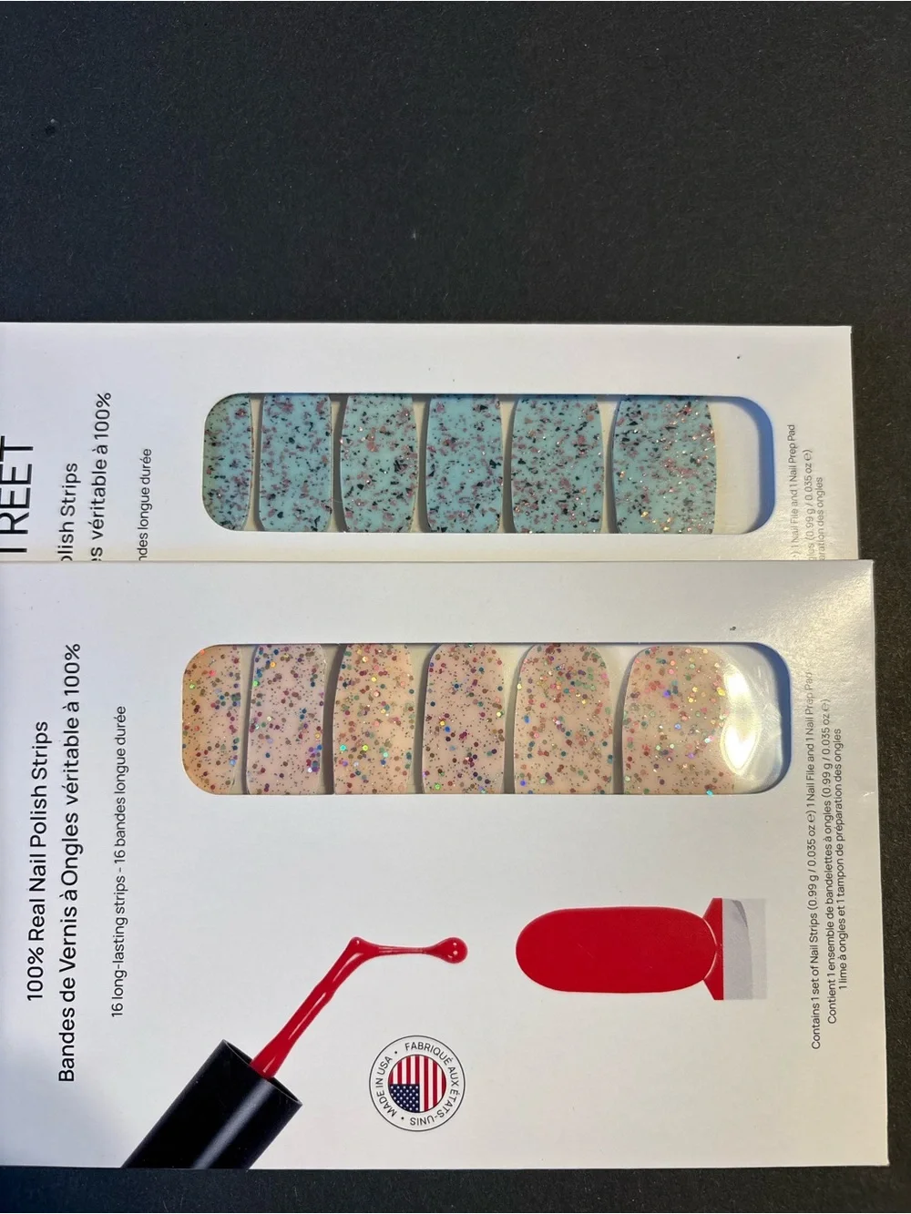 Spring 2026 Glitter Nail Polish Strips Duo Pack — Blue & Beige Sparkle